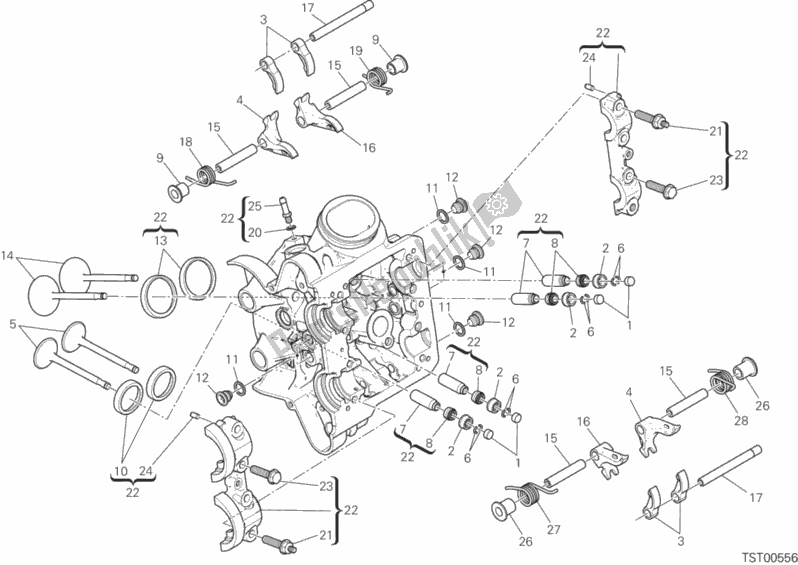 Alle onderdelen voor de Horizontale Cilinderkop van de Ducati Multistrada 1200 Enduro 2018